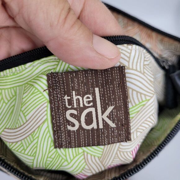 The Sak Leather Crossbody Messenger Satchel Color Blocked Cream Brown Black - Picture 15 of 16